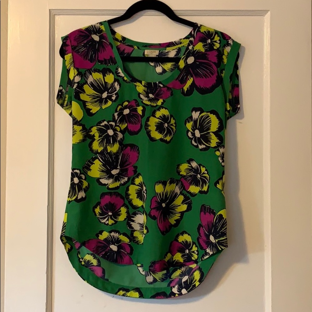 J crew Cap Sleeve floral printed silky top